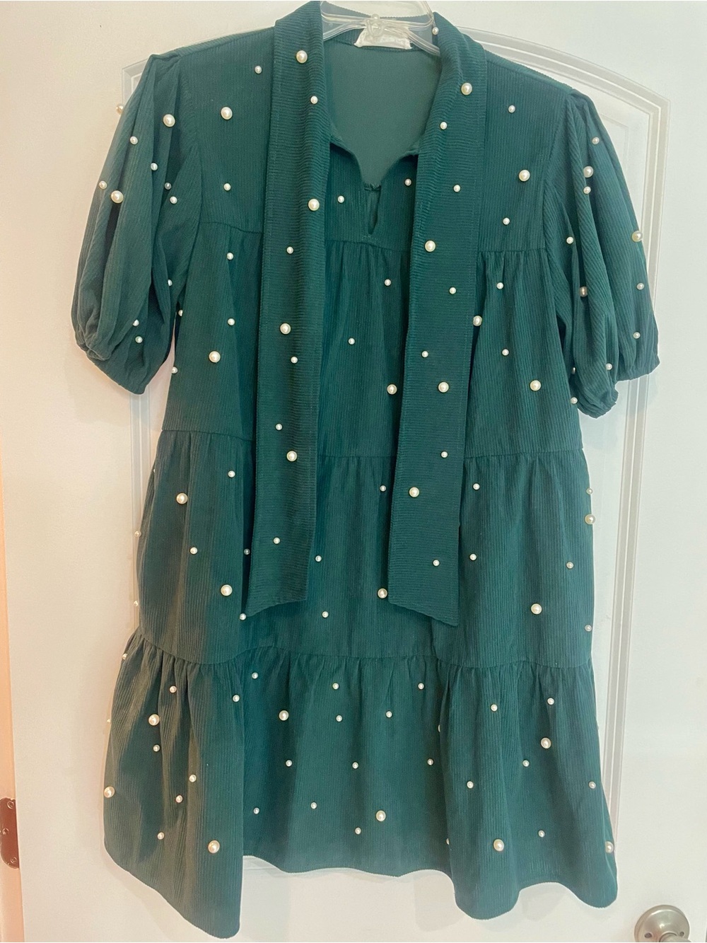 Fantastic Fawn Emerald Green Pearl-Embellished Mini Dress